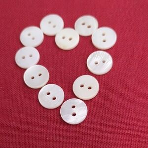 White Mother of Pearl Buttons, 11 mm Diameter